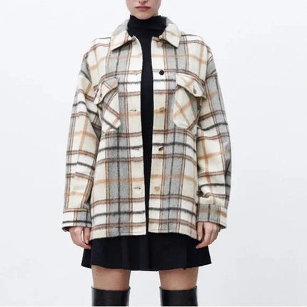 Zara Multicolor Plaid Wool Long Sleeve Button Up Shacket Shirt Jacket Size S