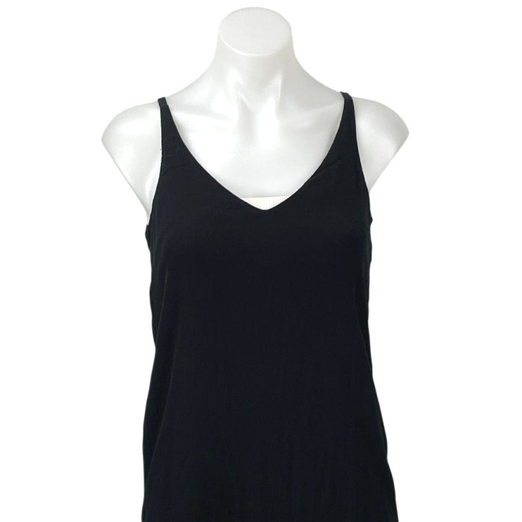Topshop Women's Black Sleeveless Cami Camisole Tank V Neck Mini Dress Size 2
