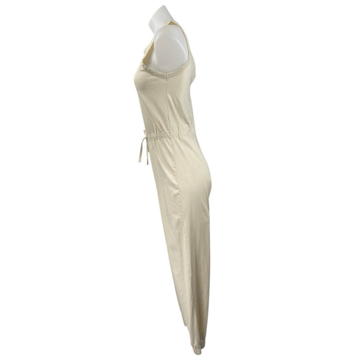 Zara Womens Cream Sleeveless Racerback Drawstring Tapered Romper Jumpsuit Size S