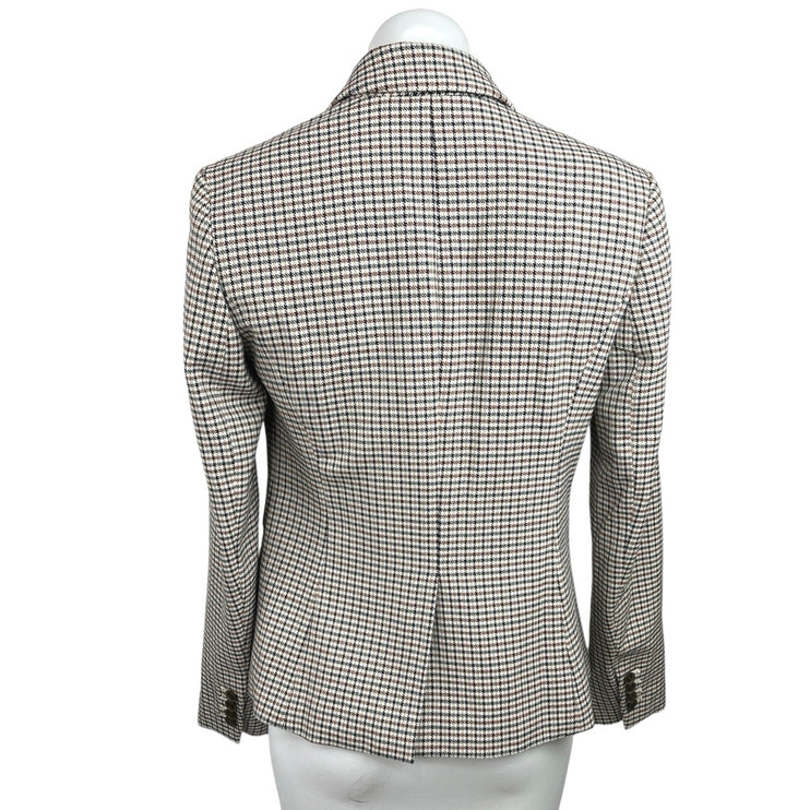 Ann Taylor Gray Plaid Checkered One-Button Career Office Blazer Jacket Size 0