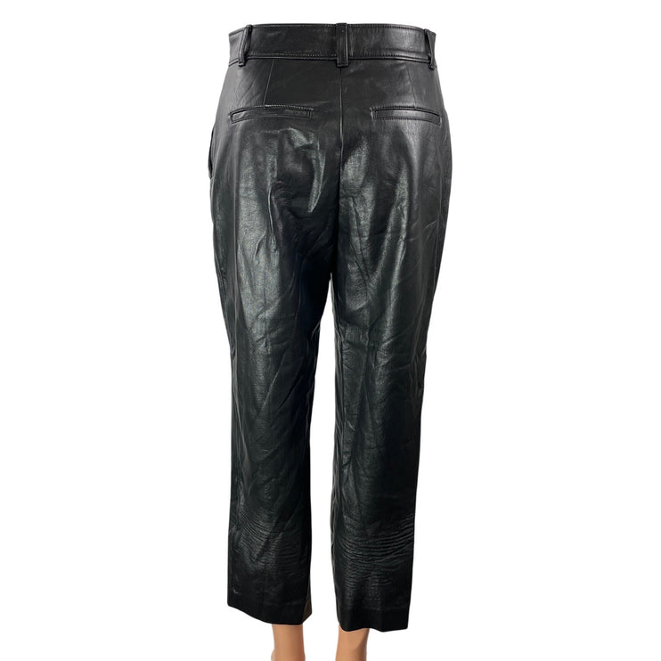 Aritzia Babaton Women's Black Faux Leather Vegan Straight Trouser Pants Size 4