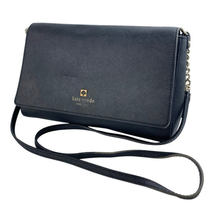 Kate Spade Charlotte Street 100% Leather Black Chain Strap Flap Crossbody Bag