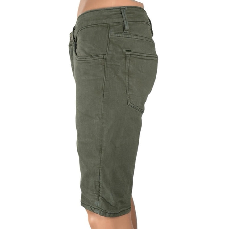 MNG Mango Mens Green High Rise Slim Casual Lounge Summer Bermuda Denim Shorts 30