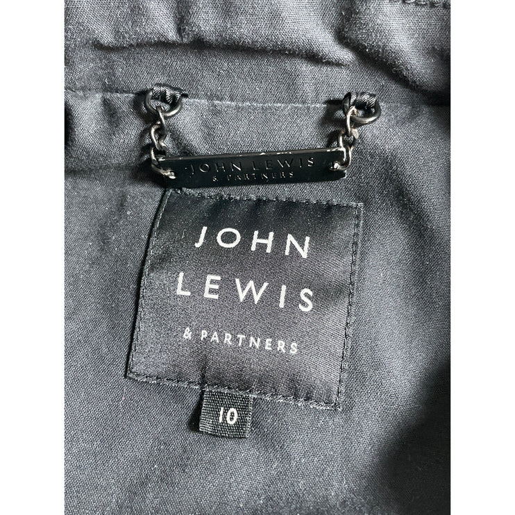 John Lewis Women's Black Long Sleeve Collared Belted Midi Trench Coat Jacket 10