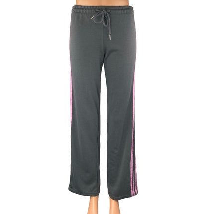 Edikted Gray Striped Elastic Waist Straight Wide Leg Trousers Sweatpants Size XS