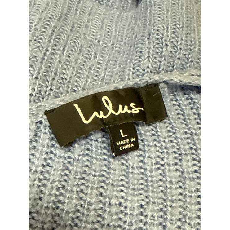 Lulus Women's Blue Ribbed Knit Sleeveless Scoop Neck Cami Tank Crop Top Size L