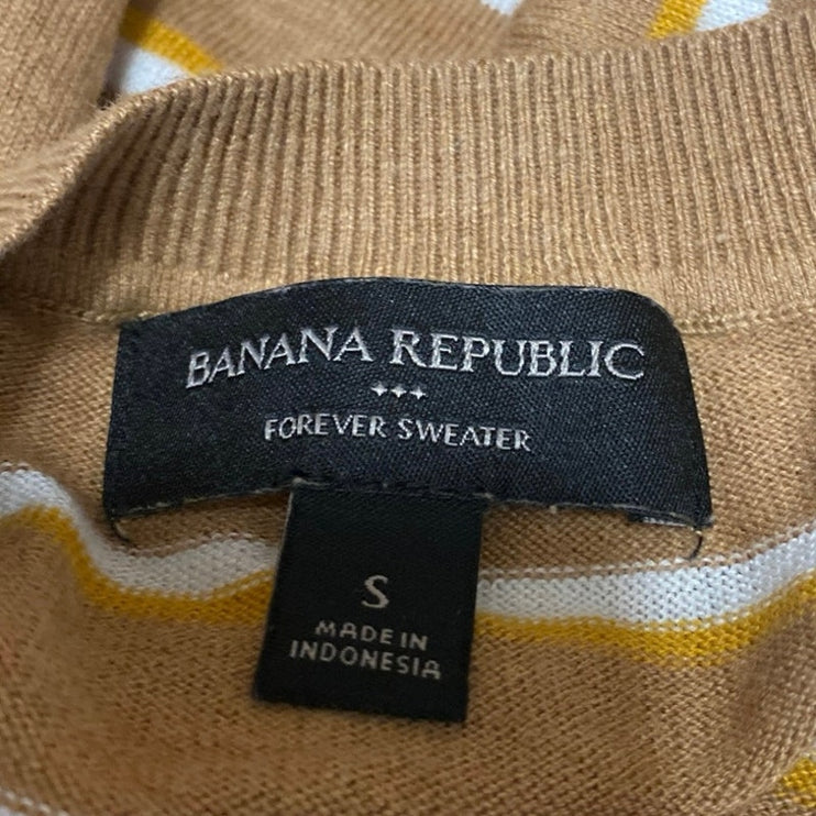 Banana Republic Women's Brown Striped Crewneck Long Sleeve Sweater Top Size S