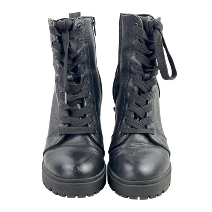Steve Madden Laurie Womens Black Lather Lace Up Chunky Platform Lug Sole Boots 8