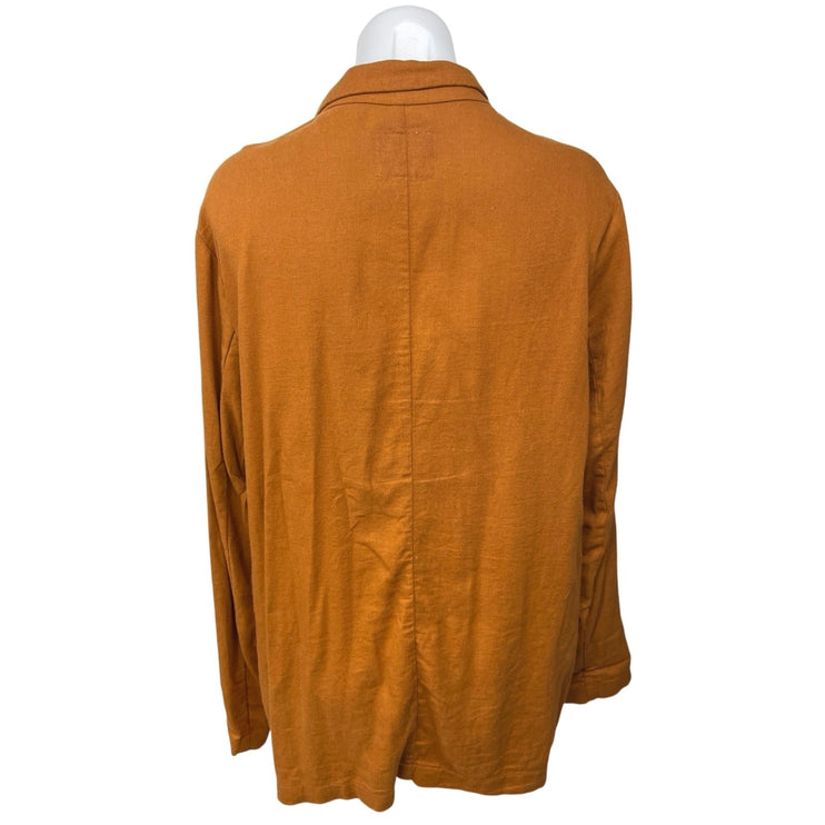 Old Navy Brown Linen Long Sleeve Collared Pocket Open Cardigan Coat Jacket Sz L