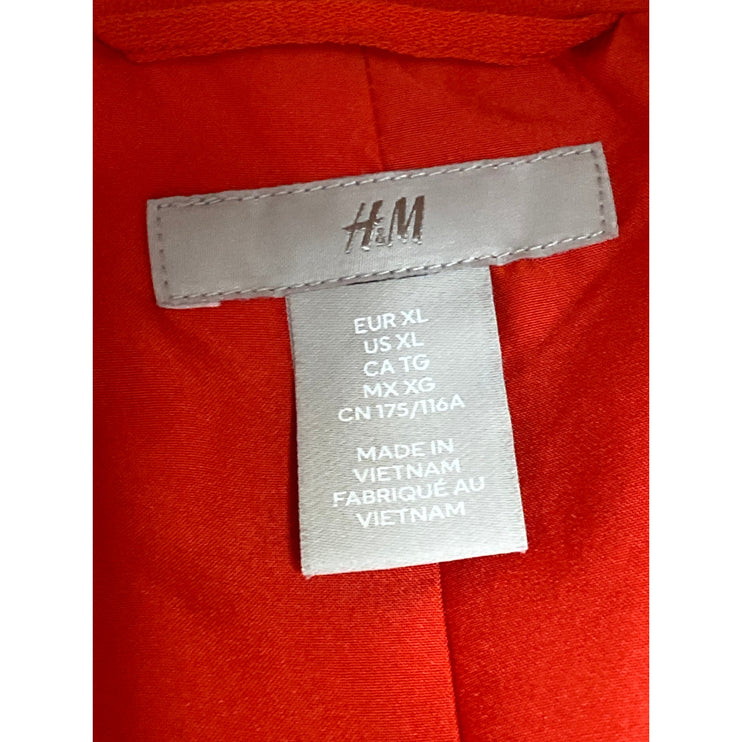 H&M Women's Red One Button Notch Collar Long Sleeve Blazer Coat Jacket Size XL