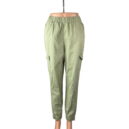 H&M Women's Green High Rise Pull On Tapered Cargo Jogger Trousers Pants Size 4