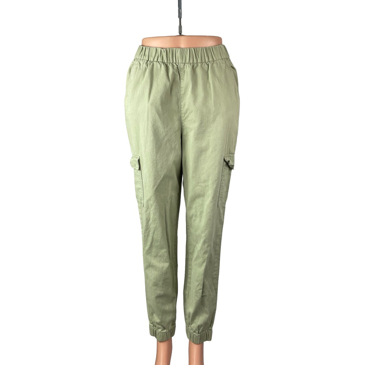 H&M Women's Green High Rise Pull On Tapered Cargo Jogger Trousers Pants Size 4