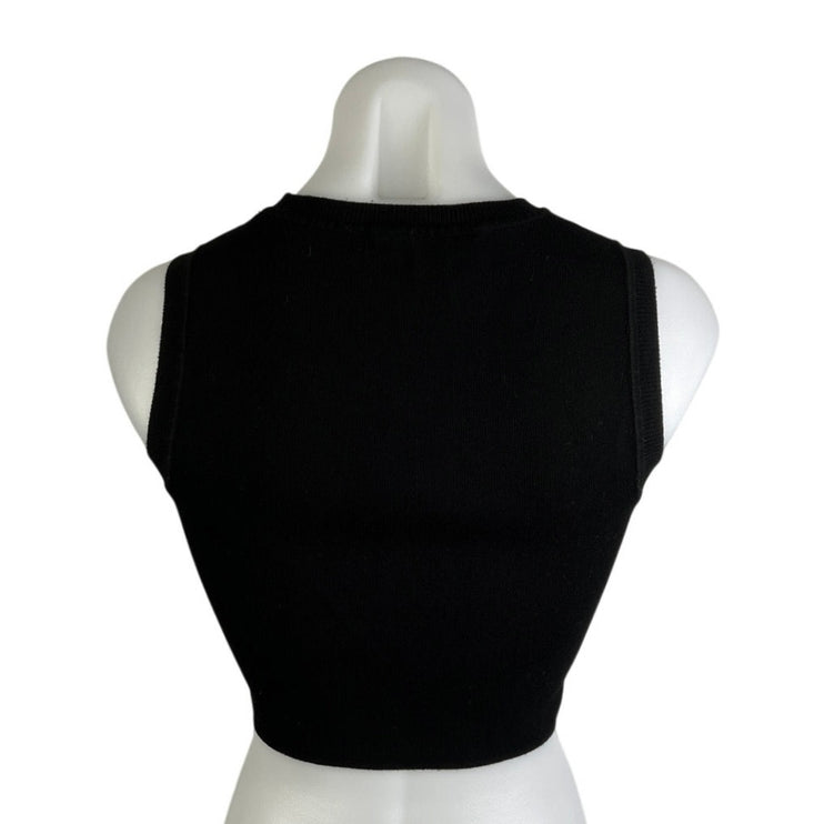 Zara Women's Black Knit Crew Neck Sleeveless Stretch Crop Tank Top Size L