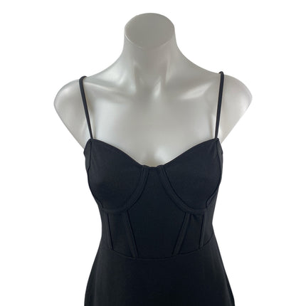 H&M Women's Black Sleeveless Bustier Cami Camisole Midi Bodycon Tank Dress Sz L
