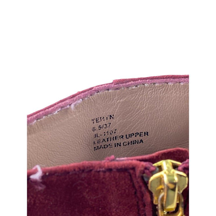 DKNY Teryn Women's Red Suede Round Toe Heeled Platform Zip Up Ankle Boots 6.5