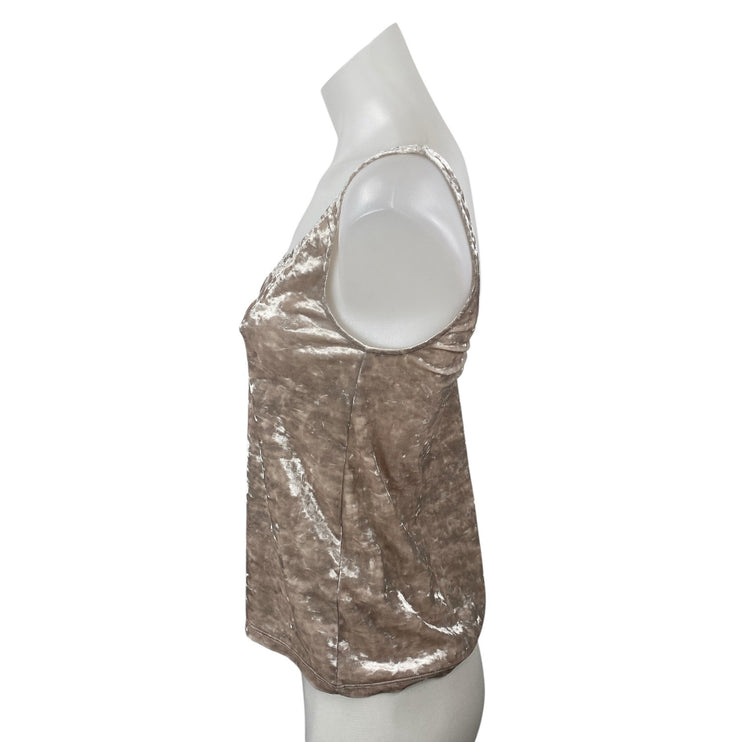 H&M Women's Beige Crushed Velvet Velour Sleeveless Cami Camisole Tank Top Sz XS