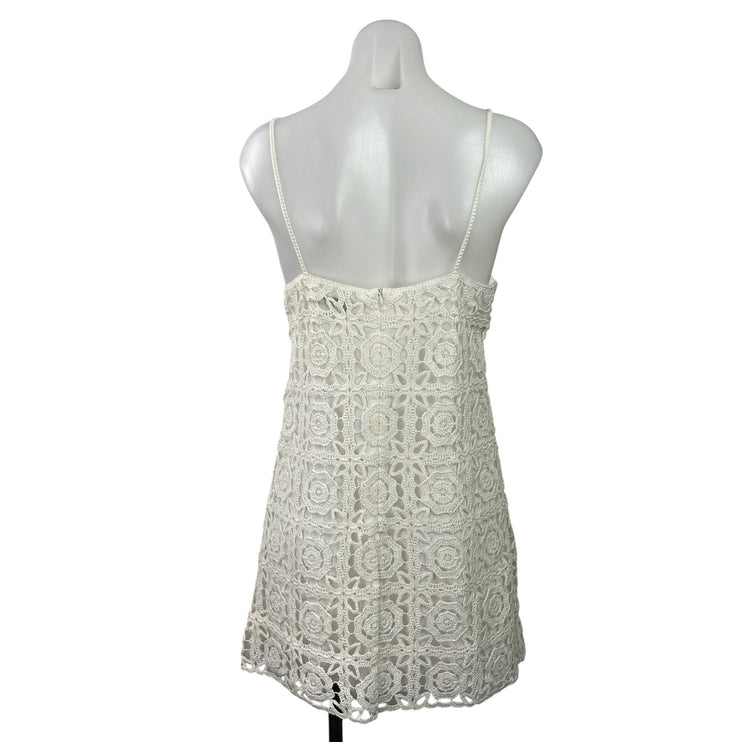 Urban Revivo White Sleeveless Floral Crochet Cami Camisole Mini Tank Dress Sz S