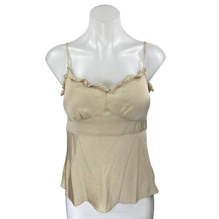 Ann Taylor Women's Gold Silky Satin Ruffle Sleeveless Cami Camisole Tank Top 4