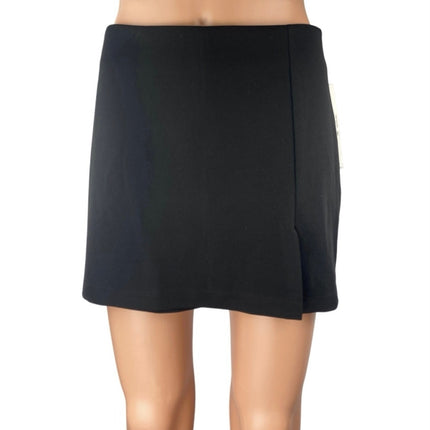 NEW Aqua Women's Black High Waisted Side Slit Casual Mini Skort Skirt Size 2
