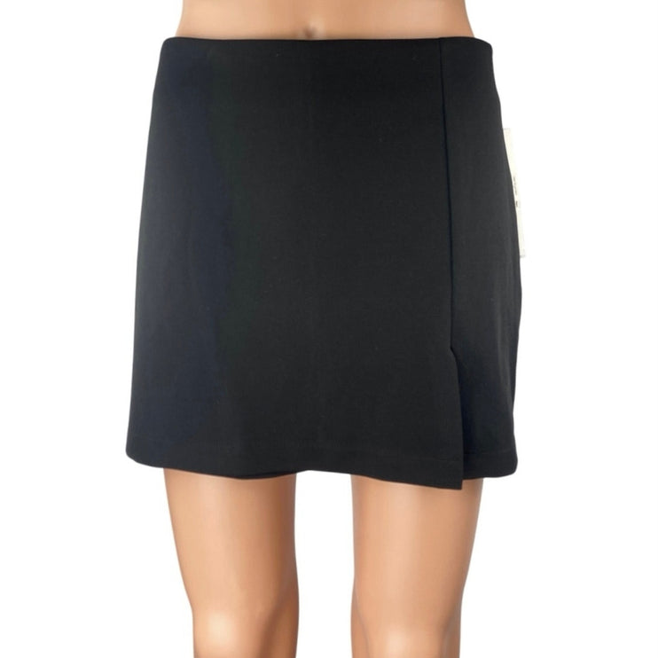 NEW Aqua Women's Black High Waisted Side Slit Casual Mini Skort Skirt Size 2