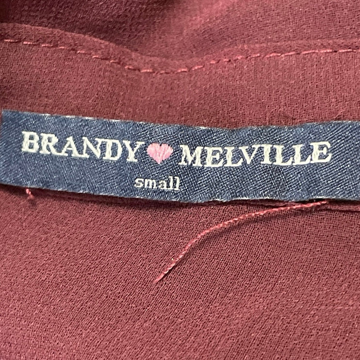 Brandy Melville Women's Red Sleevelss Hi-Low Button Down Sheer Tank Blouse Top S