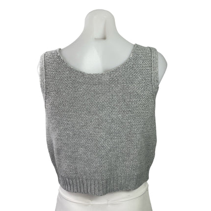 Commense Gray Tie Front Sleeveless Knit Tank Vest Cardigan Sweater Top Size S