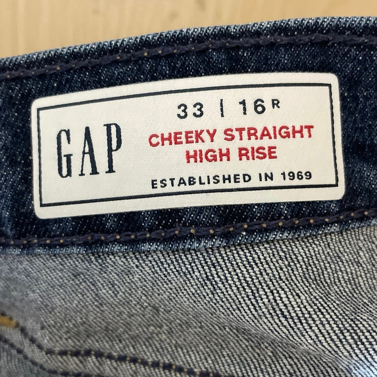 GAP Women's Blue Classic High Rise Wide Leg Cheeky Straight Denim Jeans Pants 16