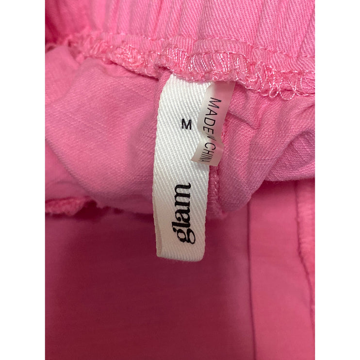 Glam Women's Pink High Waisted Casual Lounge Summer Wide Leg A-Line Mom Shorts M
