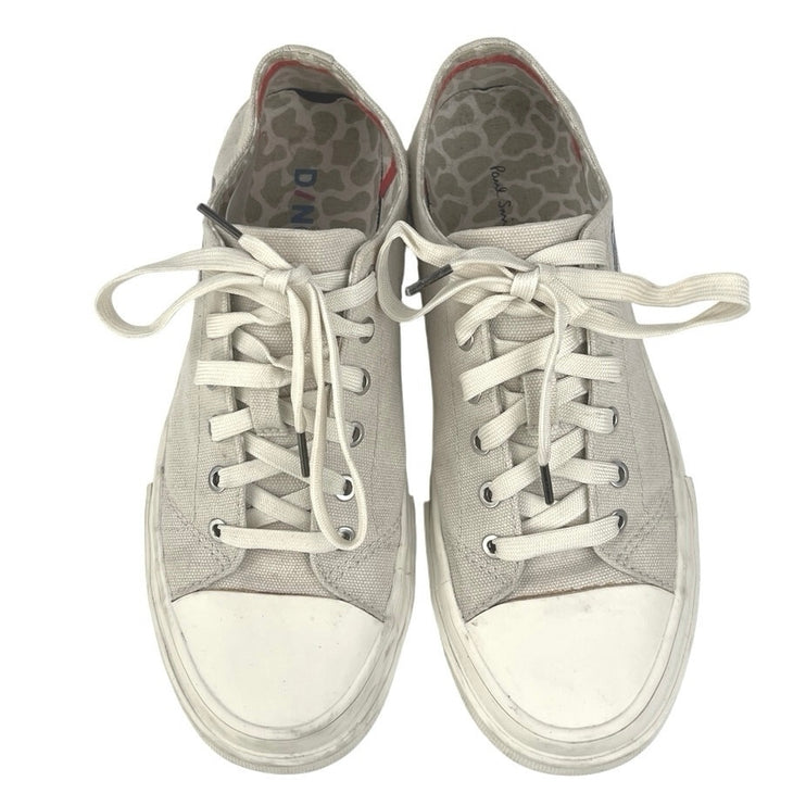 Paul Smith Dino Kids White Cream Canvas Low Top Lace Up Sneakers Shoes Size 6
