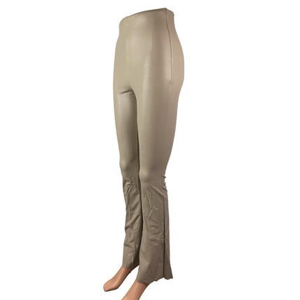 Commando Women's Beige Faux Leather Vegan High Rise Flared Leggings Pants Size S