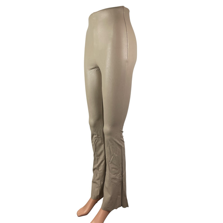 Commando Women's Beige Faux Leather Vegan High Rise Flared Leggings Pants Size S