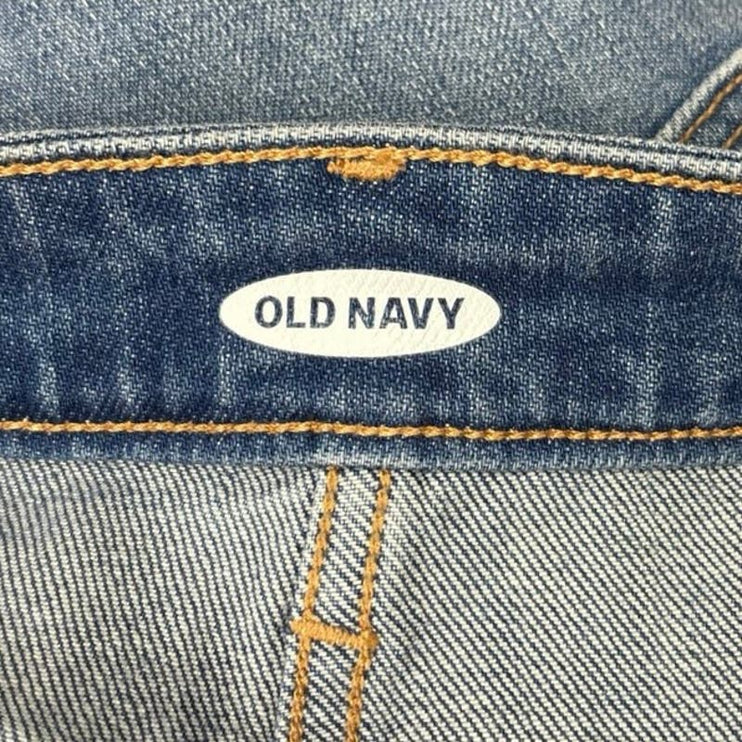 Old Navy Blue Distressed Frayed Hem Straight Pencil Mini Denim Jeans Skirt Sz 8