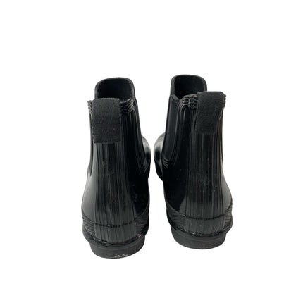 Hunter Womens Original Gloss Black Round Toe Slip On Flats Chelsea Ankle Boots 7