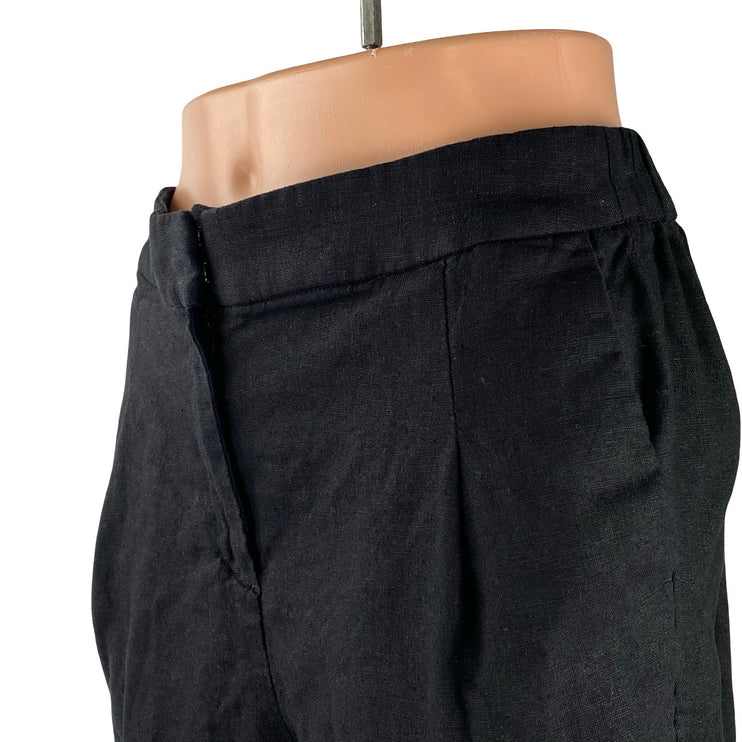 J.Crew Black Linen Pleated High Rise Casual Lounge Wide Leg Summer Shorts Size 6