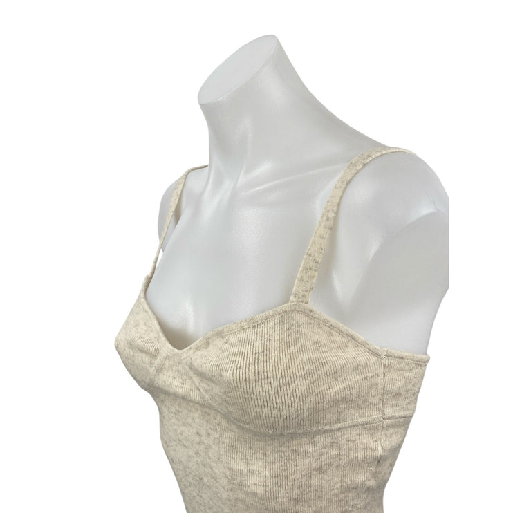 Aritzia Wilfred Beige Wool Cashmere Knit Bustier Corset Cami Tank Crop Top Sz S
