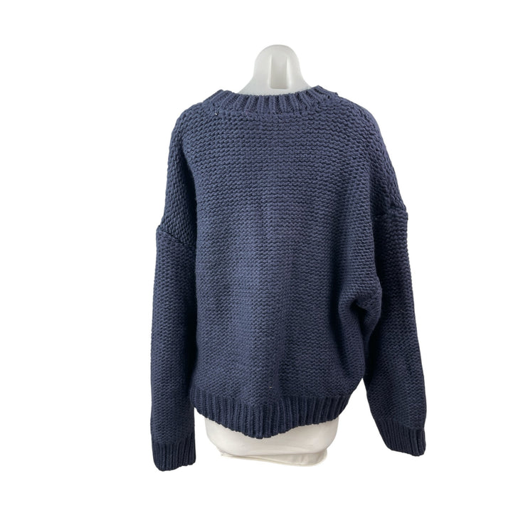 Cider Women Navy Blue Pink Ribbon Bow Braid Coquette Long Sleeve Sweater Top 3XL