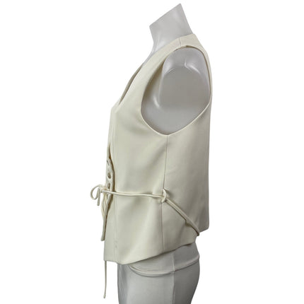 DISSH Celine Women's Cream Long Sleeves Button Wrap Asymmetrical Vest Top Size 6