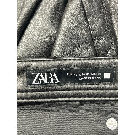 Zara Men's Black Faux Vegan Leather High Waisted Skinny Trouser Pants Size 31