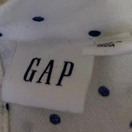 Gap Women's White Polka Dots Pintuck Pleated Short Sleeve Blouse Shirt Top XS
