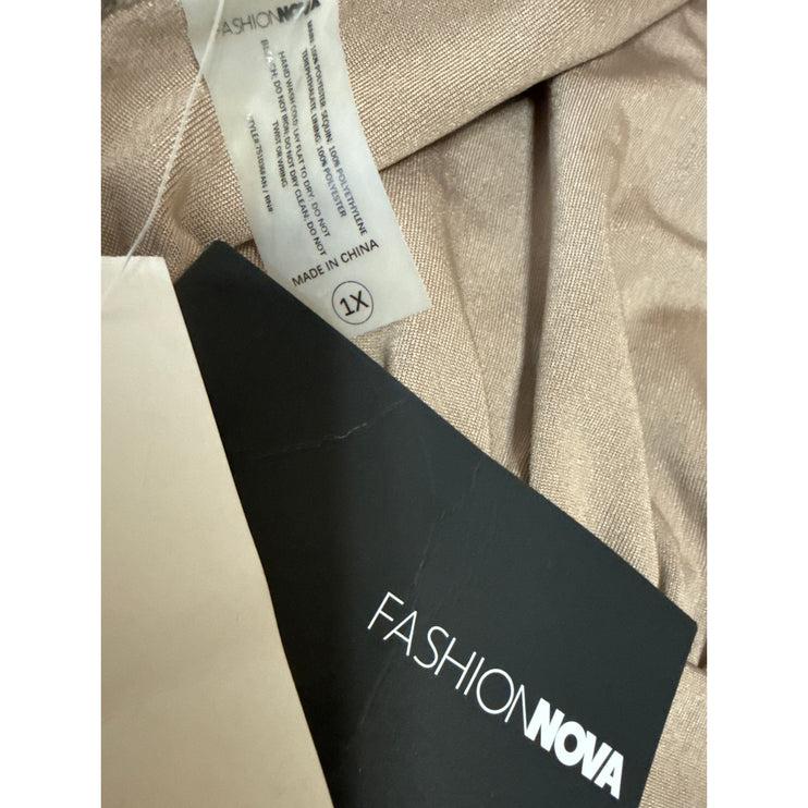 NEW Fashion Nova Brown Snake Print Sequin Sleeveless Cami One Piece Swimwear XL