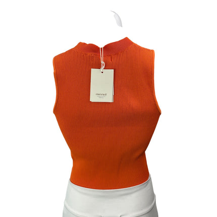 NEW Sweewe Women's Orange Sleeveless Ribbed Knit Crew Neck Cropped Tank Top Sz L