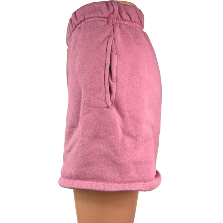 Set Active Pink Fleece Sherpa Lined Pull On High Waisted Sweat Shorts Size S