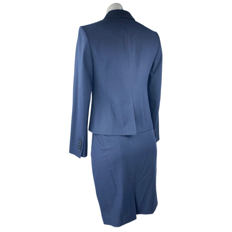 Ann Taylor Women's Blue Button Collar Blazer & Mini Pencil Skirt 2Pc Set Size 0