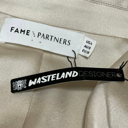 NEW Fame and Partners Cream Silk Satin Long Sleeve Midi Blazer Coat Jacket 4