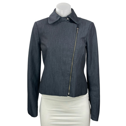 Tommy Hilfiger Women's Black Long Sleeve Asymmetric Zip Moto Coat Jacket Size 0