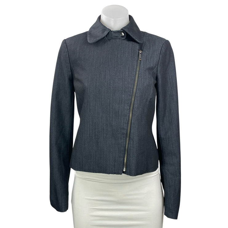 Tommy Hilfiger Women's Black Long Sleeve Asymmetric Zip Moto Coat Jacket Size 0
