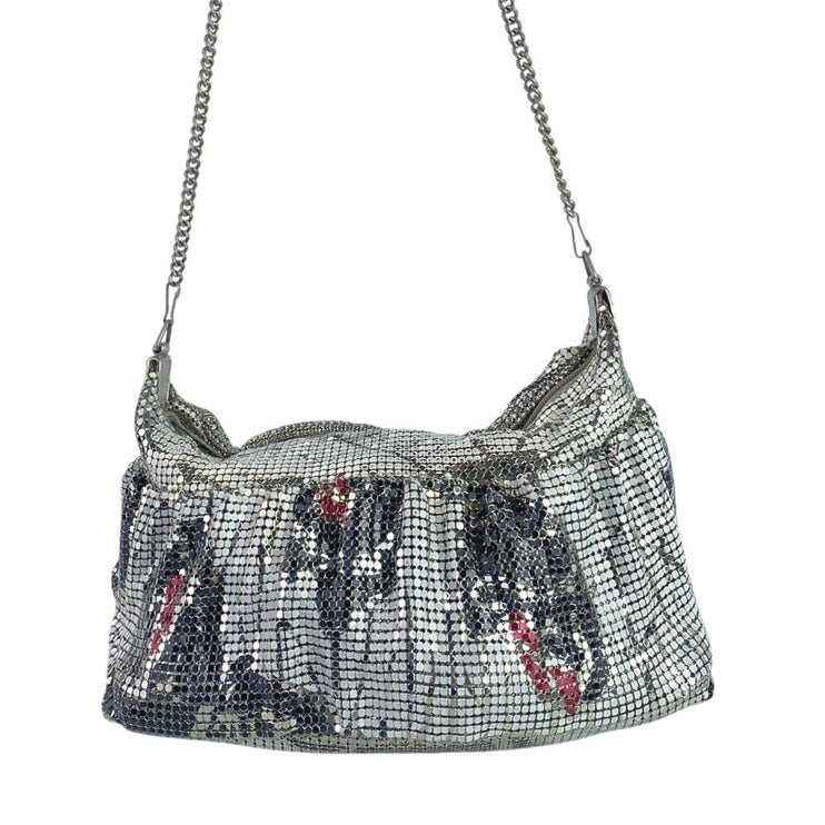 Women's Silver Metallic Mesh Chain Shoulder Evening Prom Purse Handbag OS