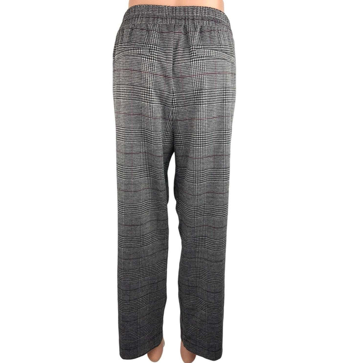 A New Day Gray Plaid High Rise Straight Leg Elastic Waist Pull On Ankle Pants XL