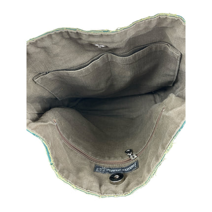 Janine Marie Green Rib Crossbody Y2k Boho Floral Belted Bucket Hobo Handbag OS