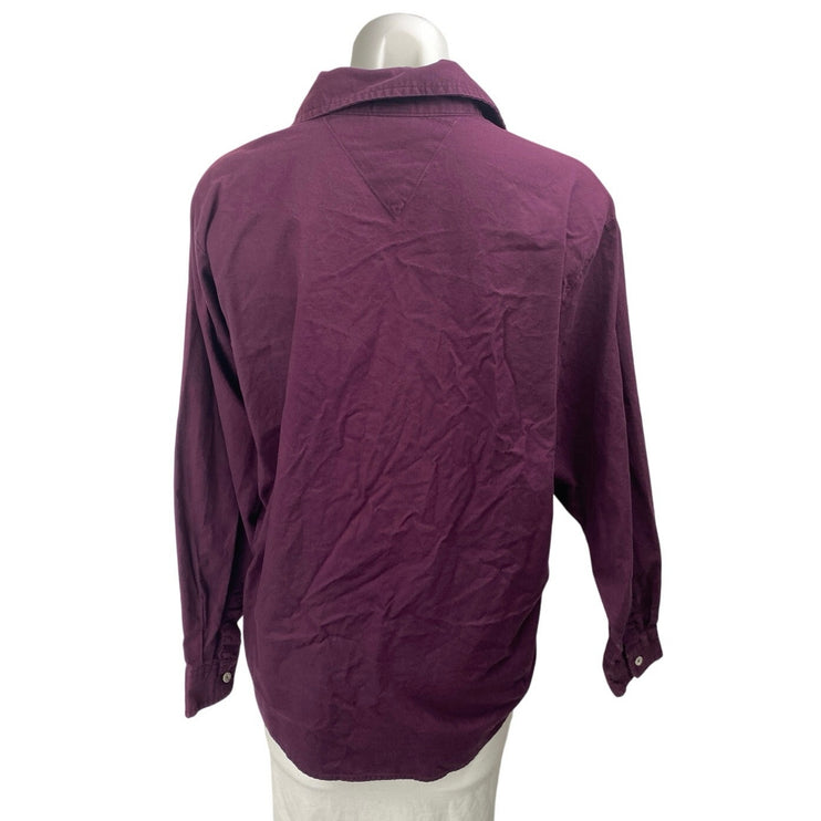 Mickey Unlimited Purple Embroidered Mickey Minnie Pluto Button Down Shirt Top M